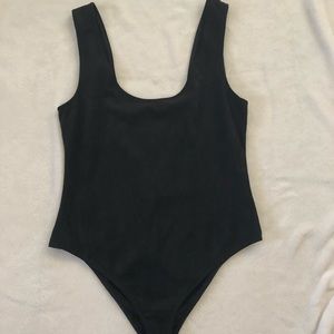 Suede black bodysuit